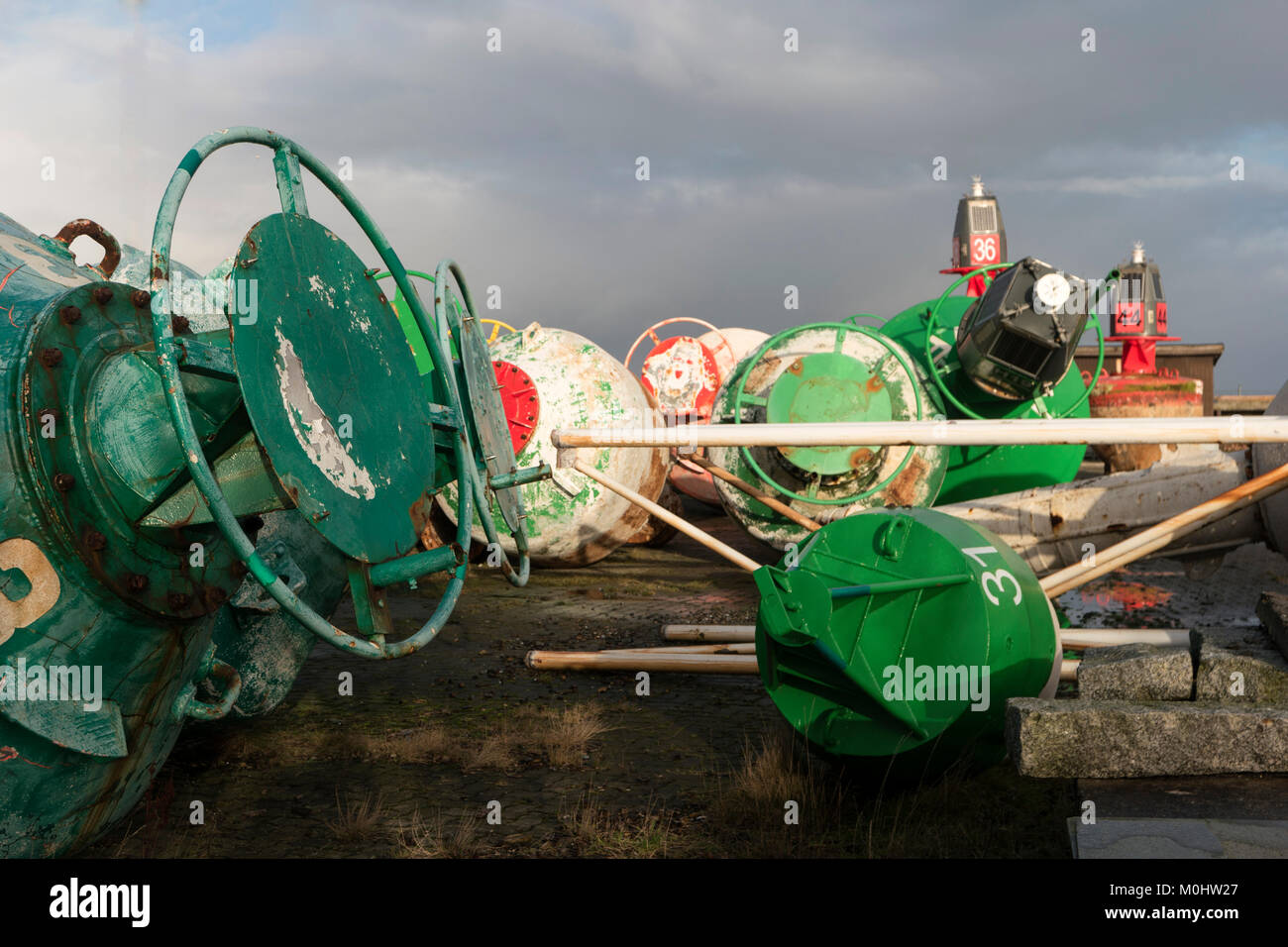 Contrassegni di navigazione sul Nord Frisone Isola Amrum in Germania Foto Stock