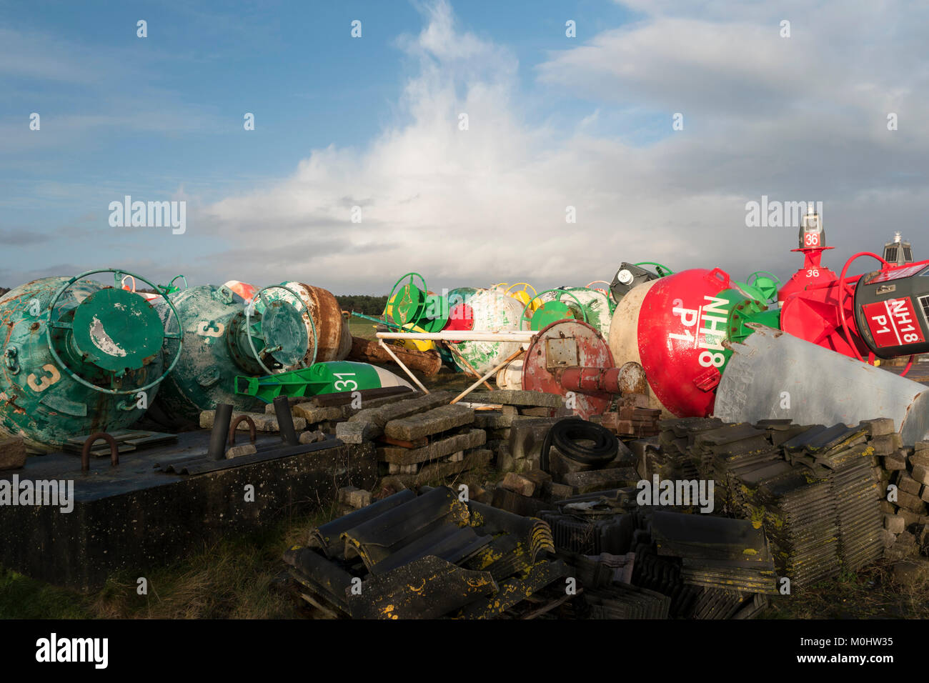 Contrassegni di navigazione sul Nord Frisone Isola Amrum in Germania Foto Stock