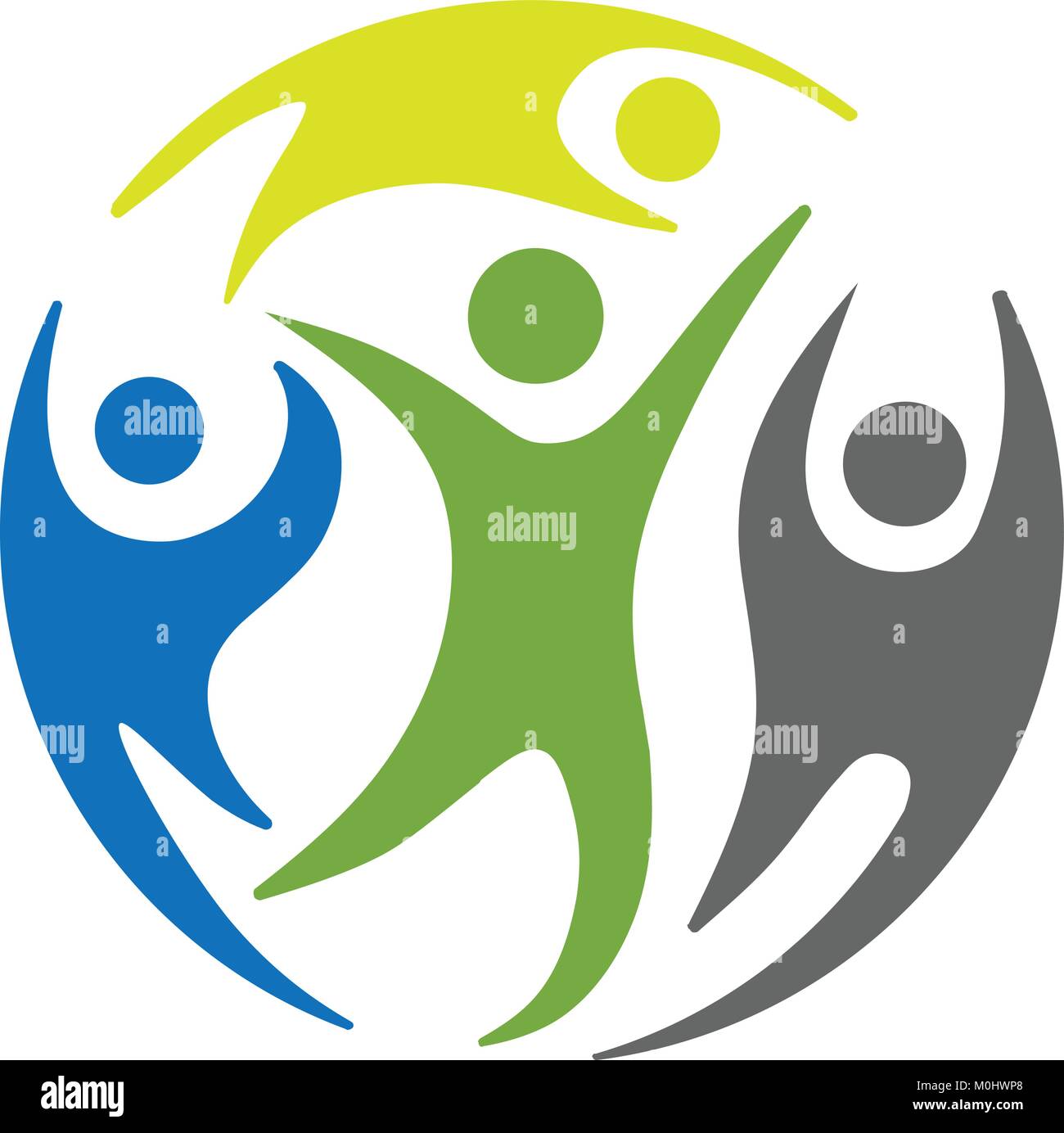 Cerchia di persone di gruppi sociali logo concetto vettoriale Illustrazione Vettoriale