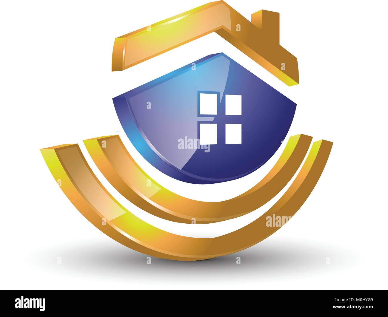 House moderno logo 3d concetto di fattore Illustrazione Vettoriale