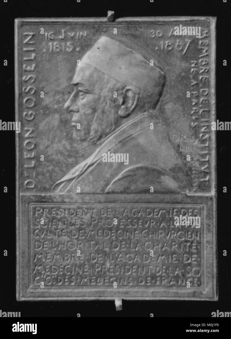 Un'immagine commemorativa in onore del dottor Leon-Athanase Gosselin, un chirurgo francese rinomato per i suoi contributi alla scienza medica e alle pratiche chirurgiche nel XIX secolo. Foto Stock