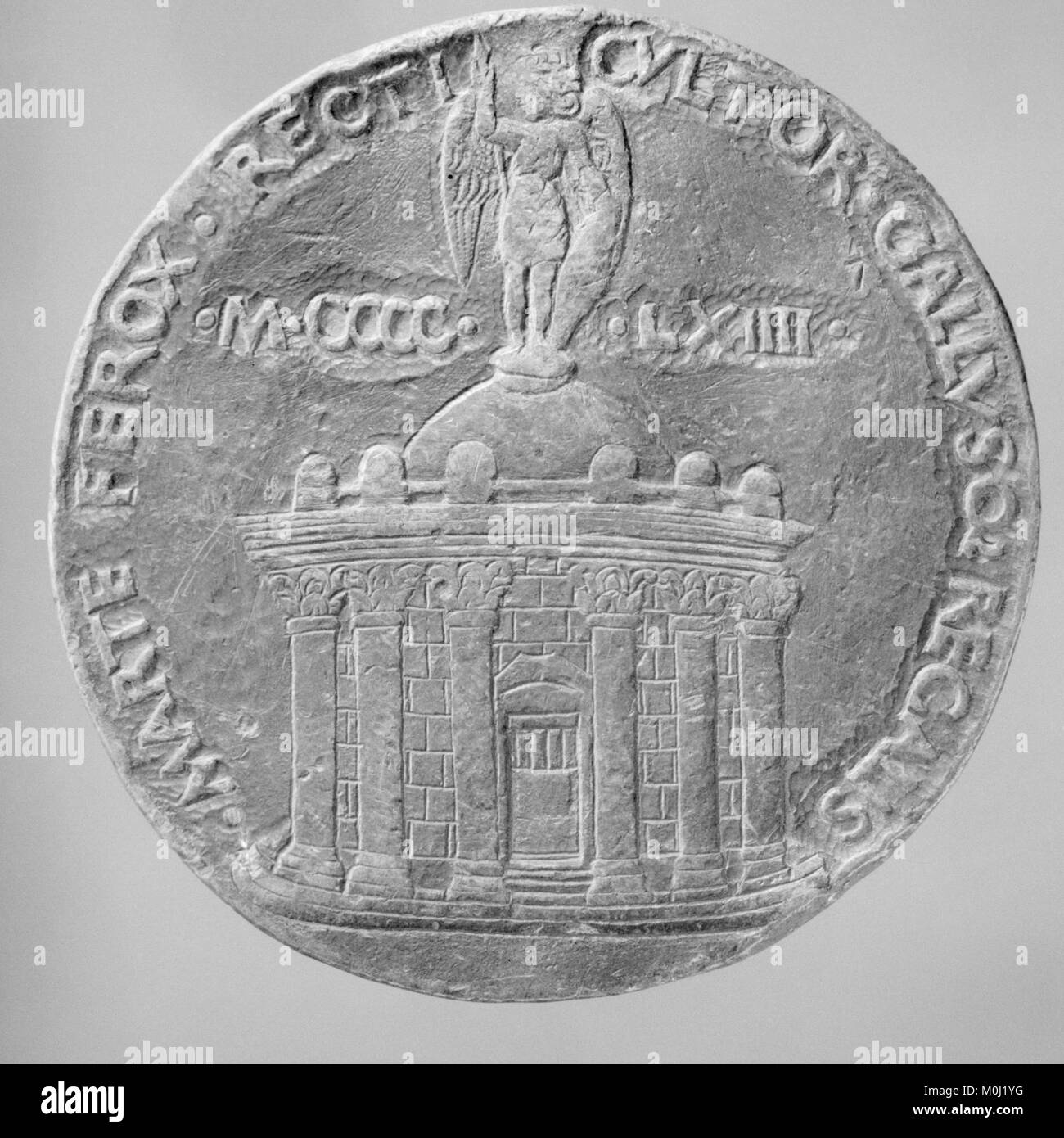 Jean d'Anjou, duca di Calabria e Lorena, fu un nobile del XV secolo attivo nella politica francese e italiana. Noto per la sua leadership durante la guerra dei cent'anni, ha svolto un ruolo importante nella governance regionale e negli affari militari. Foto Stock