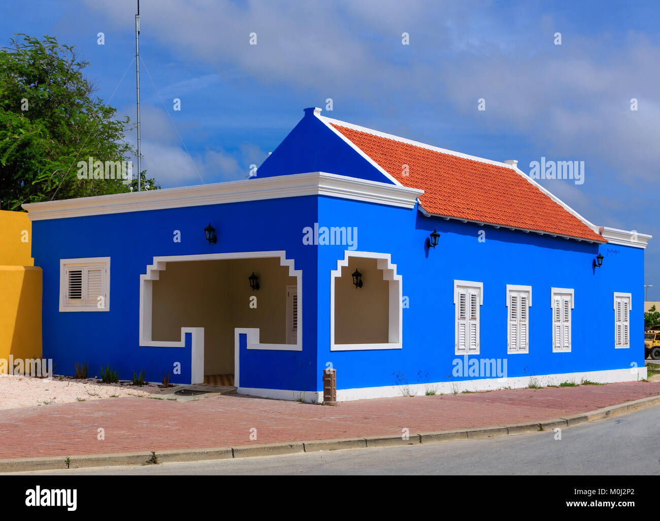 Dettagli di un intonaco colorato edificio su Bonaire Foto Stock