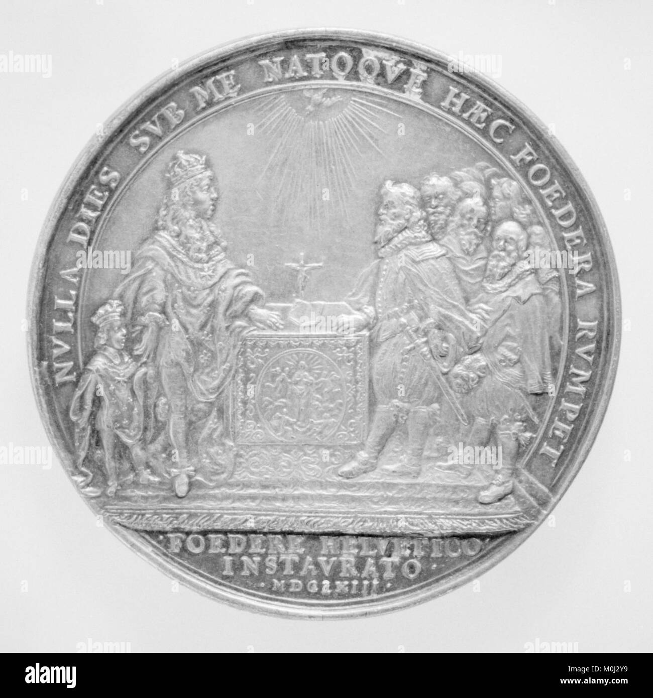 Ritratto di Luigi XIV, re di Francia, raffigurante il monarca in abito regale. Conosciuto come il "Re Sole", Luigi XIV governò dal 1643 al 1715 e centrò il potere reale, lasciando un'influenza duratura sull'arte e la politica francesi. Foto Stock