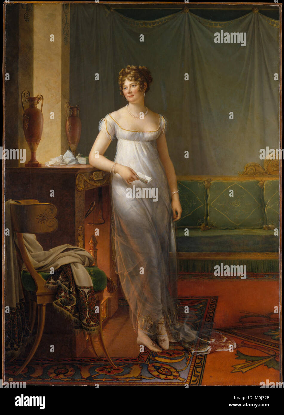 Un ritratto del XVIII secolo di Madame Charles Maurice de Talleyrand-Périgord, raffigurante un'aristocratica e socialite francese nota per la sua eleganza e influenza nell'alta società francese. Foto Stock