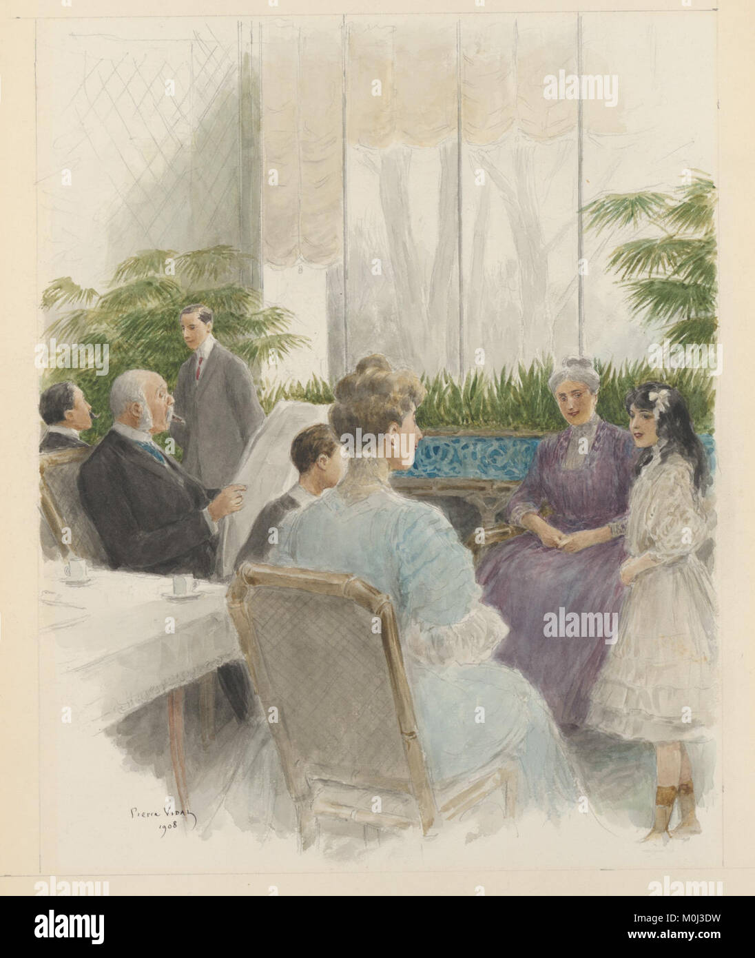 "Monument du Costume" è una collezione di 70 acquerelli che illustrano la vita parigina alla moda nel XIX secolo, creata per il bibliofilo Henri Béraldi. Foto Stock