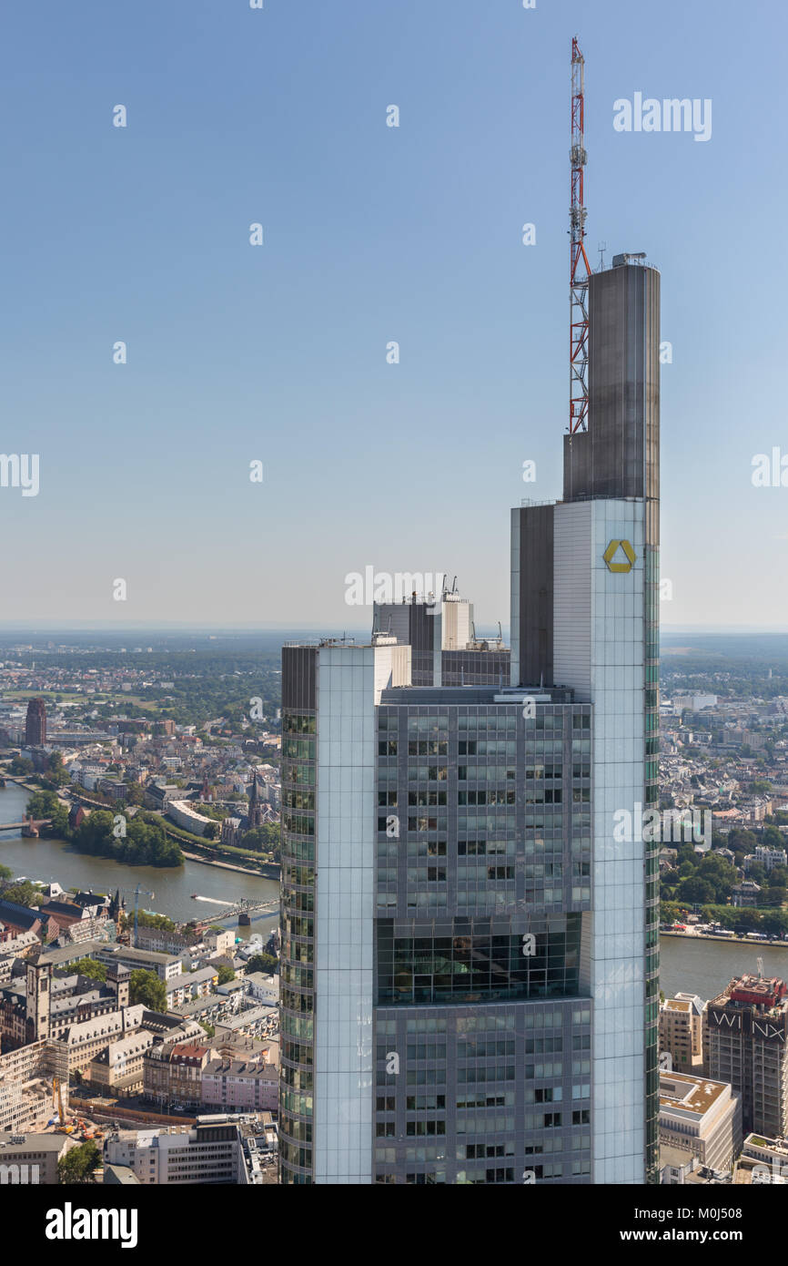 Gallileo torre della Dresdner Bank a Francoforte, Frankfurt am Main, Hesse, Germania Foto Stock