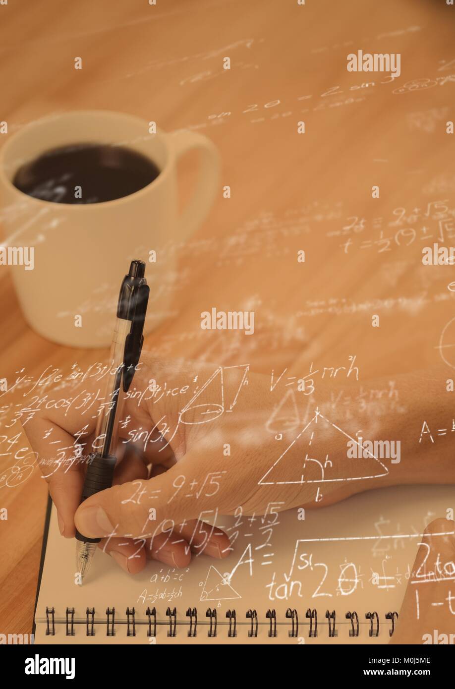 La scrittura a mano con le sovrapposizioni di grafico Foto Stock