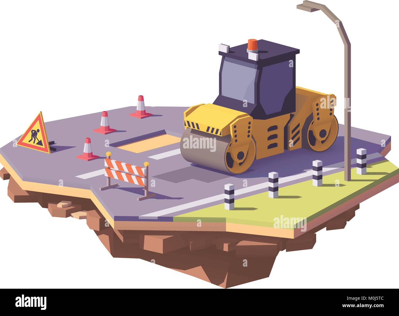 Vettore low poly rullo su strada Illustrazione Vettoriale