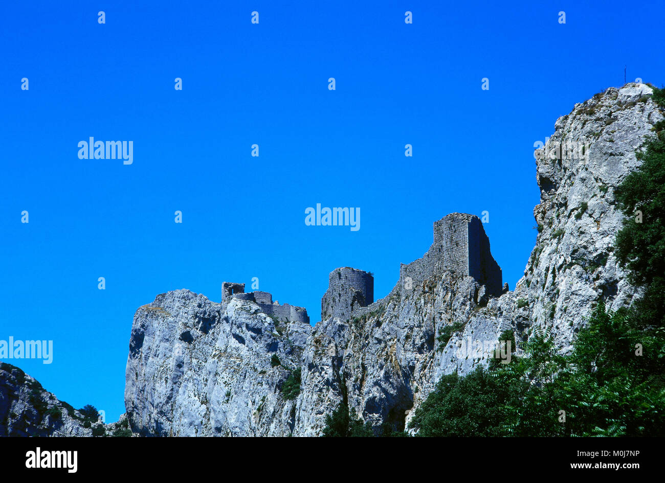 Château de Peyrepertuse. Il francese Pyrénées Foto Stock