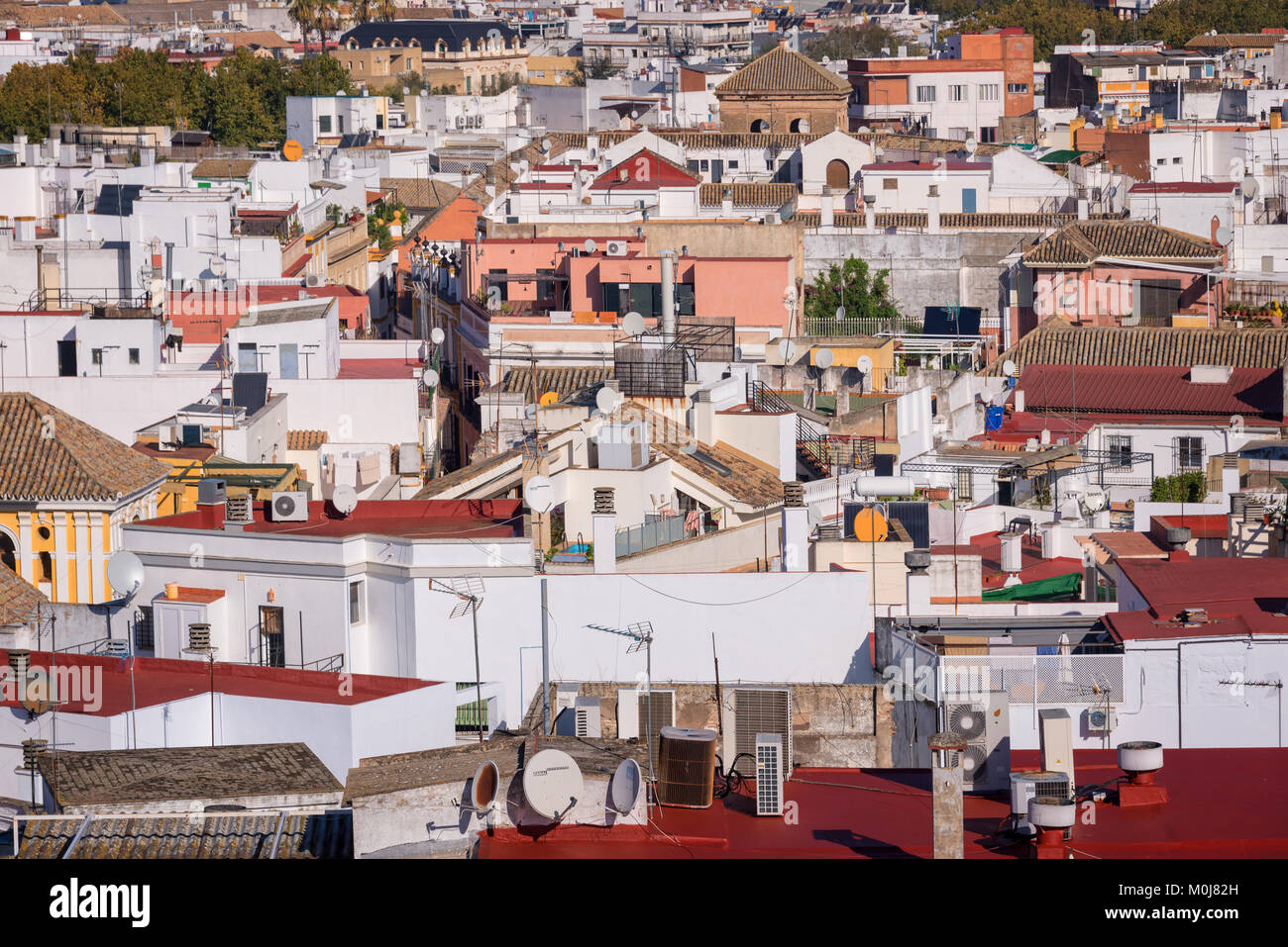 Vista aerea di tetti di Siviglia, in Andalusia, Spagna Foto Stock