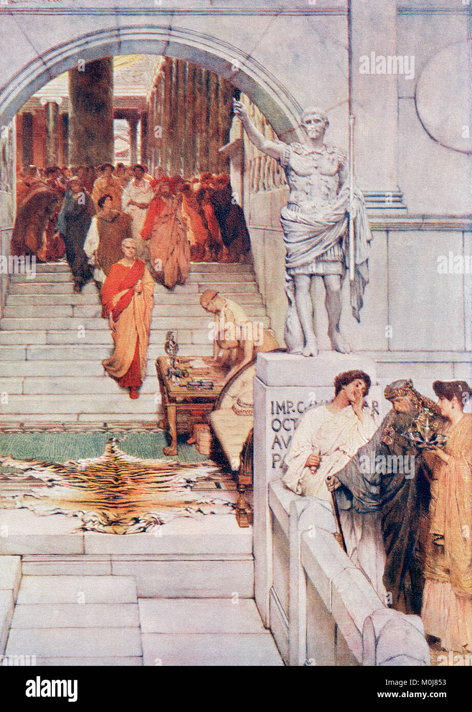 Una visita di Agrippa ad Augusto, del I secolo A.C. Marcus Vipsanius Agrippa, c. 64/62 - 12 BC. Console romano, più generale e architetto. Augusto, 63 BC - 14 annuncio. Fondatore del Principato romano e considerato il primo imperatore romano. Da Hutchinson nella storia delle nazioni, pubblicato 1915. Foto Stock