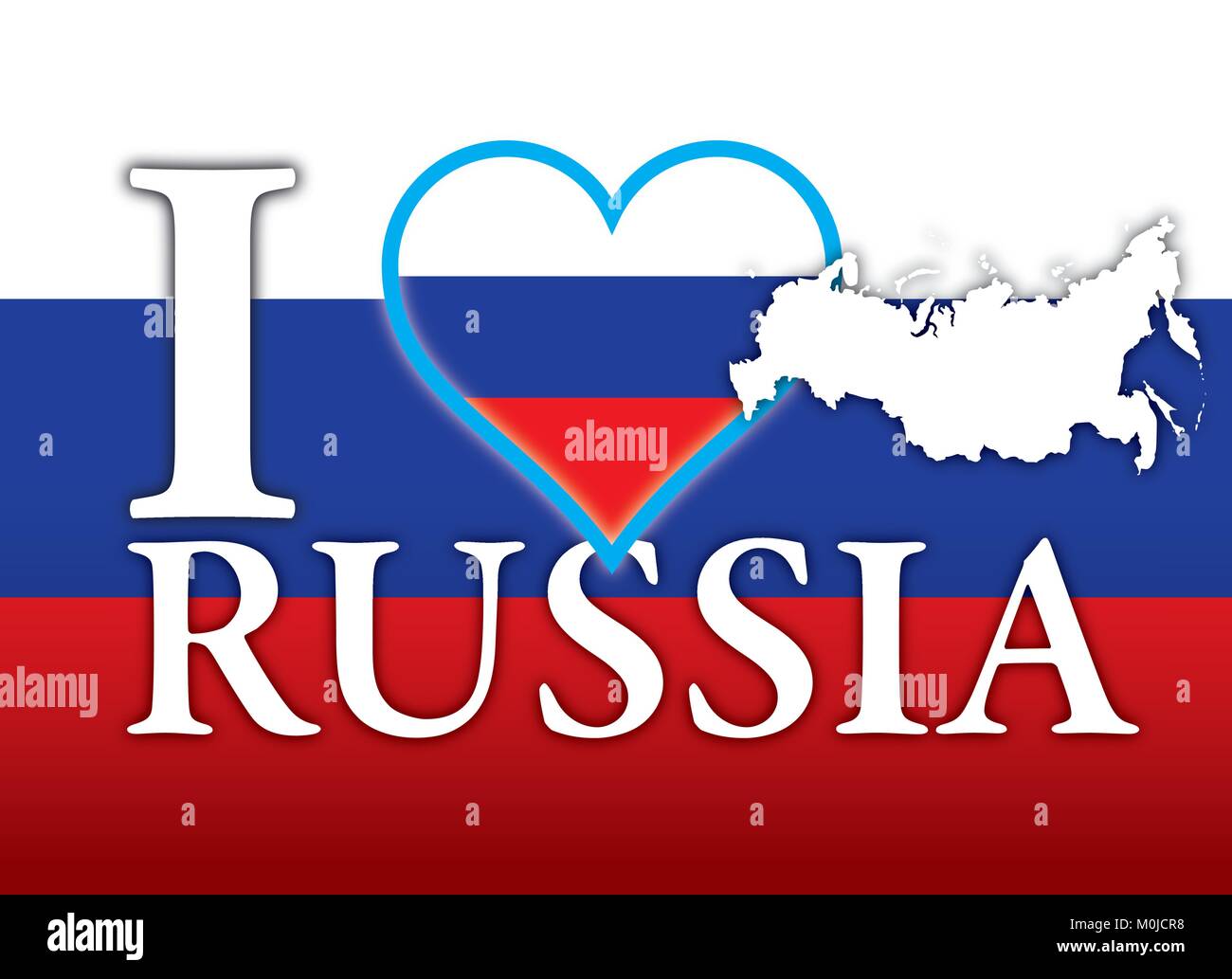 Io amo la Russia, bandiera, cuore e simboli mappa Illustrazione Vettoriale