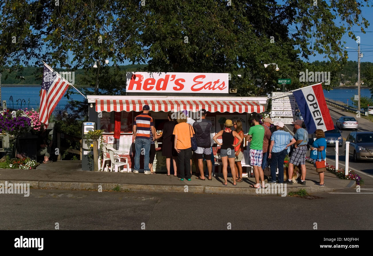 Red's Mangia - una passeggiata fino a lobster shack - Wiscasset, Maine, Stati Uniti d'America Foto Stock