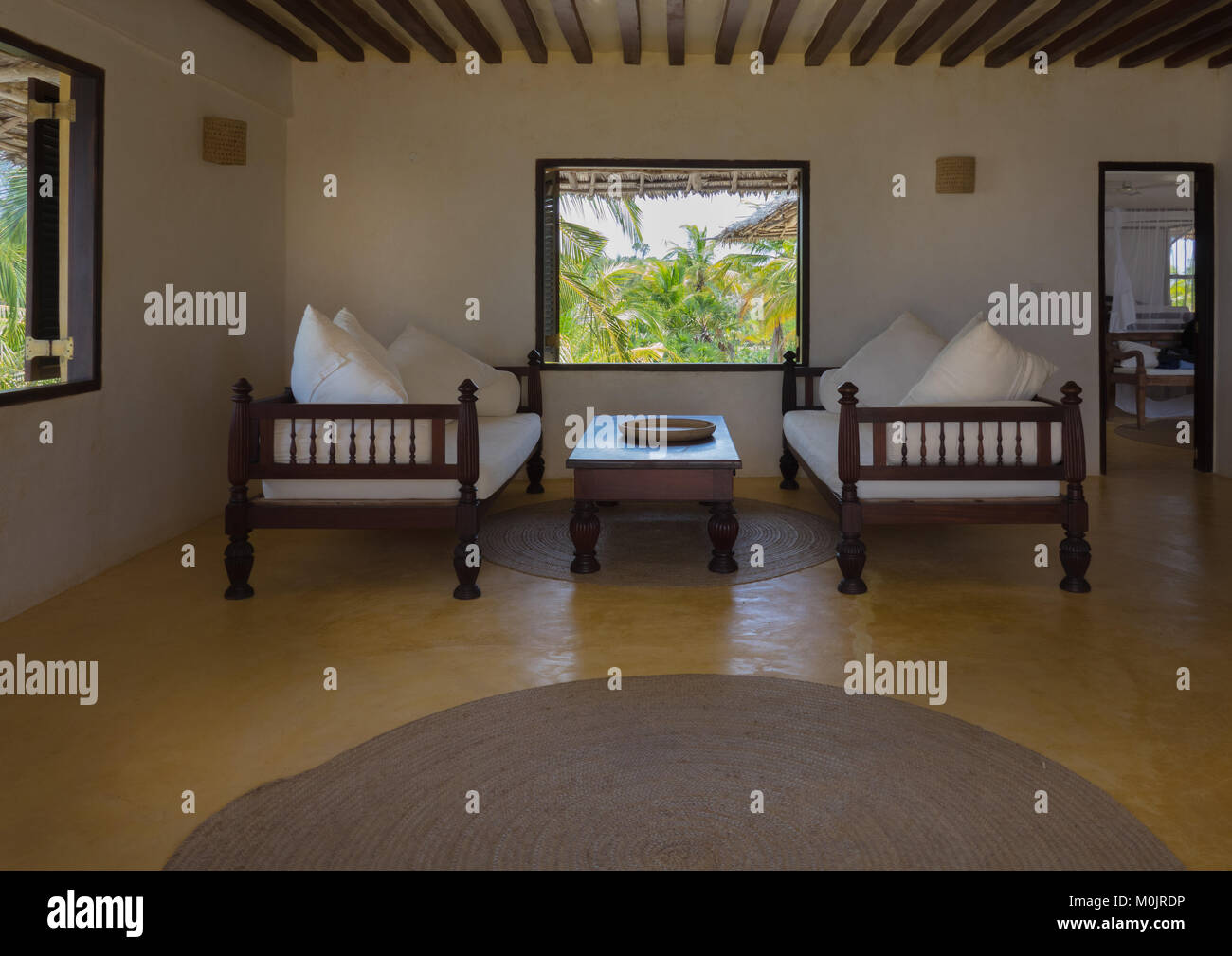 All'interno di una tradizionale casa swahili, isola di Lamu, Kenya Foto Stock