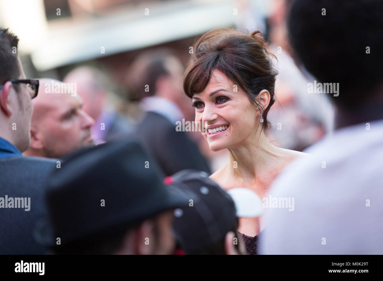 Londra, UK, 21 maggio 2015, Carla Gugino, Premiere mondiale di 'San Andreas' all'Odeon Leicester Square Cinema. Mariusz Goslicki/Alamy Foto Stock