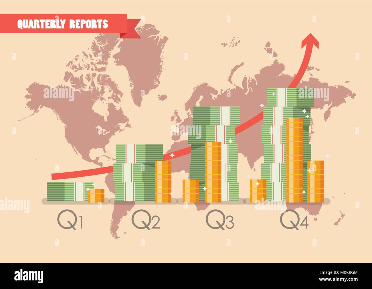 Report trimestrali ed infografico. Illustrazione Vettoriale Illustrazione Vettoriale