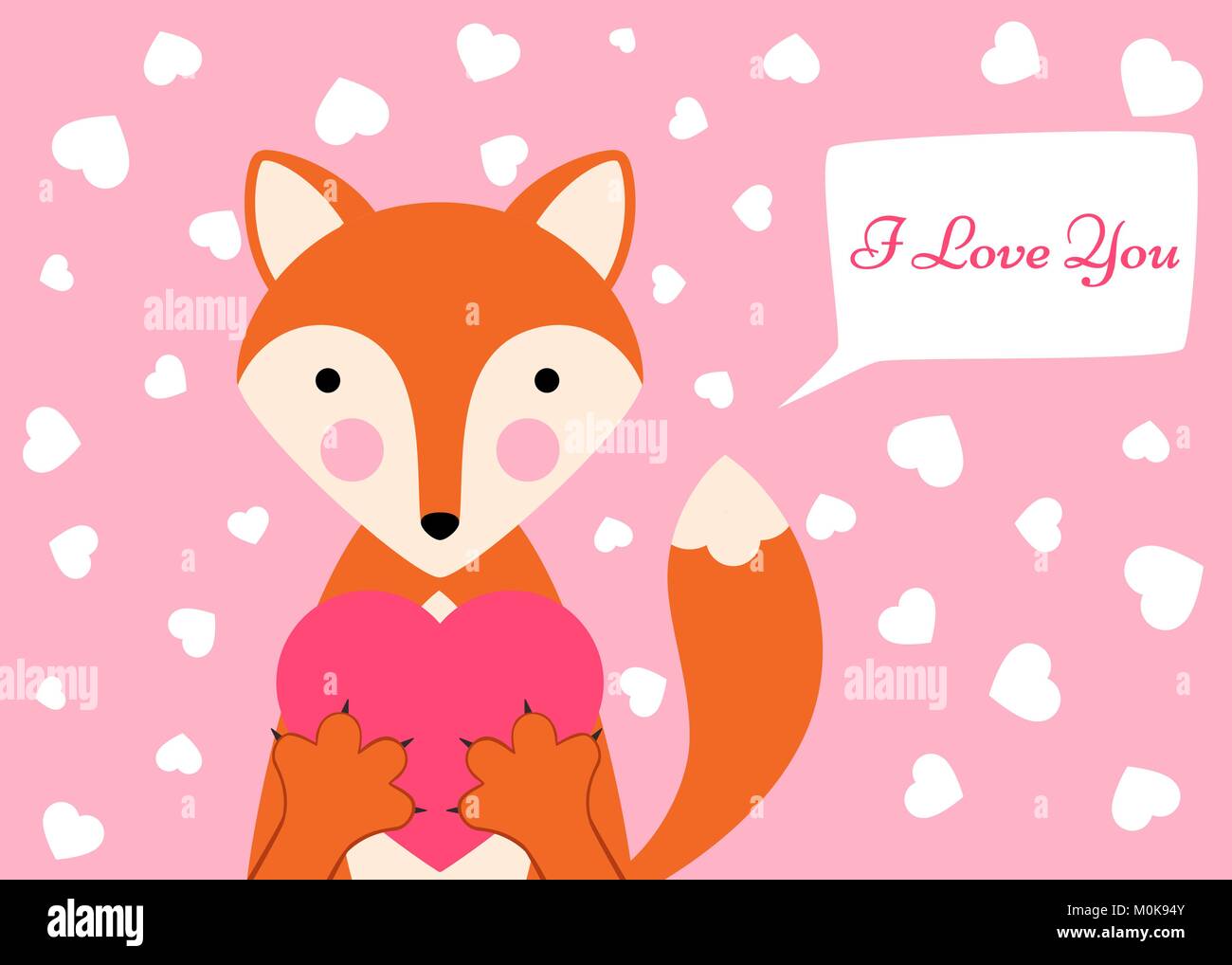 Cartoon il giorno di san valentino illustrazione- funny, carino fox. Sentito icona. Illustrazione Vettoriale