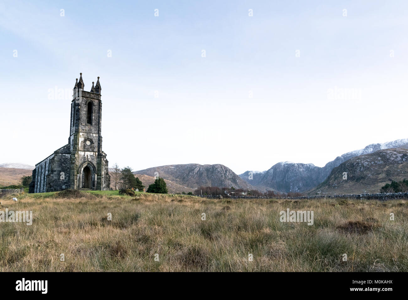 Rovine della chiesa Dunlewey in Donegal Irlanda Foto Stock