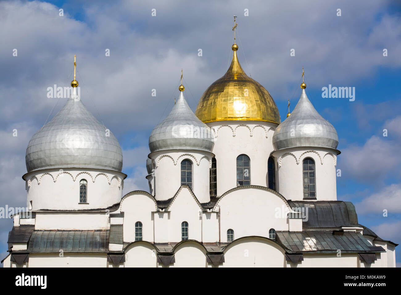 St Sophia cattedrale, 1045-1050, il Cremlino, Sito Patrimonio Mondiale dell'UNESCO, Veliky Novgorod Oblast di Novgorod, Russia Foto Stock