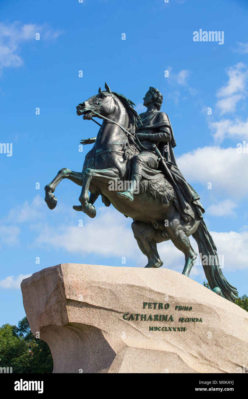 Il Cavaliere di bronzo monumento; Saint Petersburg, Russia Foto Stock