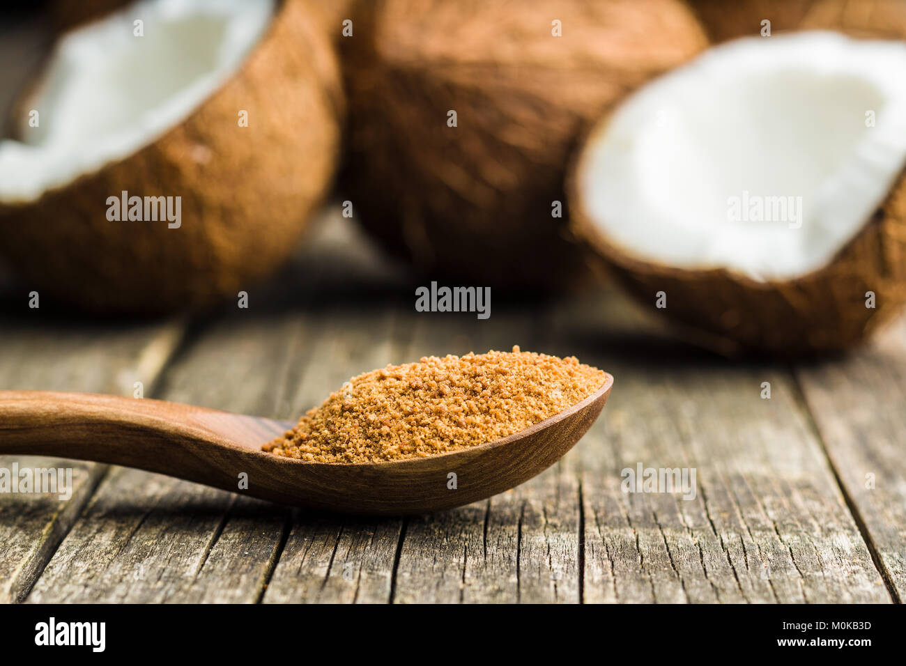 Dolce zucchero di cocco in cucchiaio. Foto Stock