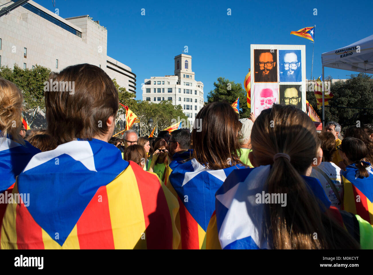 Un milione di Catalani marzo per l'indipendenza il 11 settembre 2017 nel centro di Barcellona, in Catalogna, Spagna Foto Stock