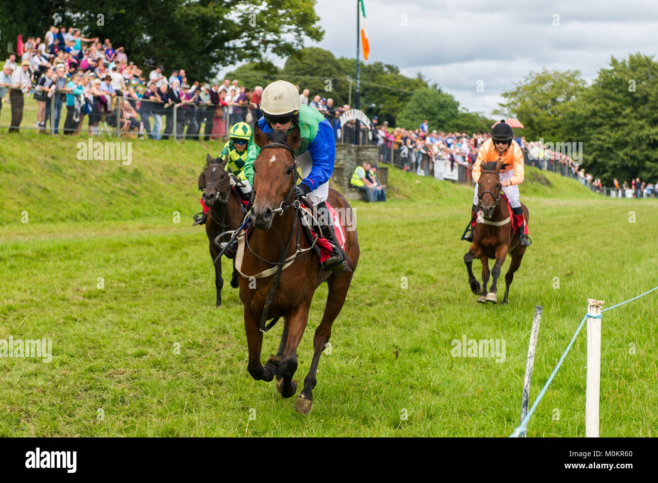 Corsa di cavalli giovanili come parte di Ballabuidhe Races, Dunmanway, Contea di Cork, Irlanda. Foto Stock