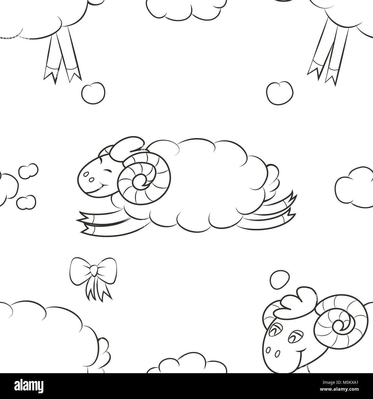 Pecore battenti tra le nuvole. Illustrazione Vettoriale