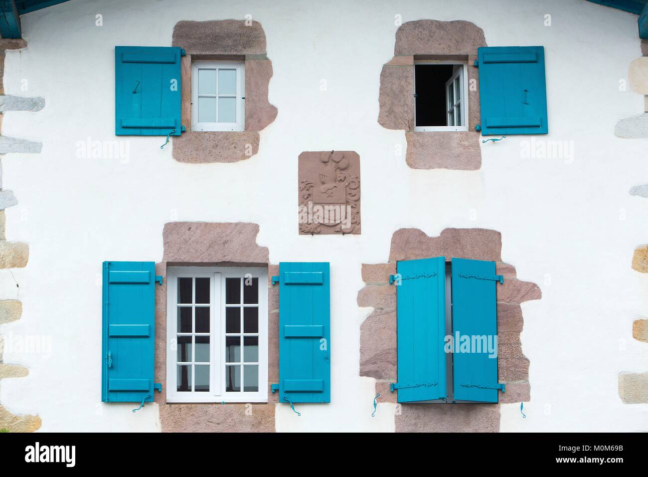 Francia,Pirenei Atlantiques,Pays Basque,Ainhoa,etichettati Les Plus Beaux Villages de France (i più bei villaggi di Francia),casa tradizionale Foto Stock