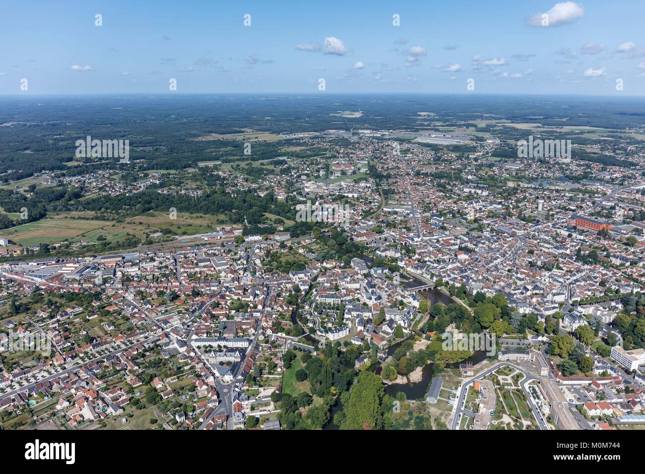 Francia,Loir et Cher,Romorantin Lanthenay,città (vista aerea) Foto Stock