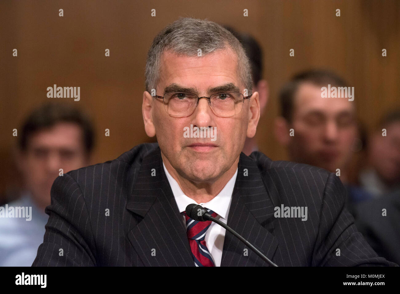 Il dottor Marvin Goodfriend testimonia davanti al Senato degli Stati Uniti Comitato bancario, alloggiamento e gli affari urbani sulla sua candidatura a essere un membro del consiglio dei governatori della Federal Reserve System sul Campidoglio di Washington, DC martedì, 23 gennaio 2018. Credito: Ron Sachs/CNP /MediaPunch Foto Stock