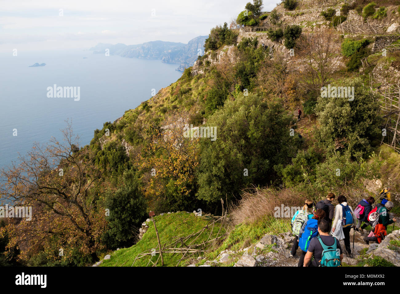 Sentiero degli Dei (Italia) - percorso trekking da Agerola per Nocelle in costiera amalfitana, chiamato " Il Sentiero degli Dei' in Campania, Italia Foto Stock