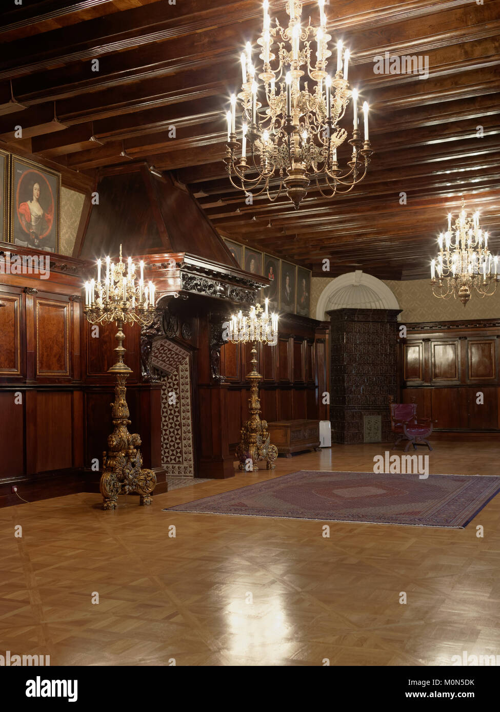 Njasviž, Bielorussia - Agosto 27, 2012: interno del castello residenziale della famiglia Radziwill. Dopo la ricostruzione, dal 2006 il castello è elencato come U Foto Stock