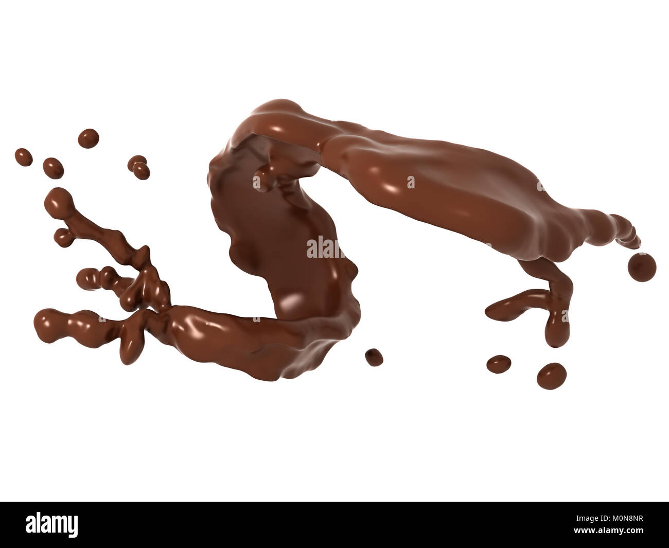 Il cioccolato liquido o di cacao splash isolate su sfondo bianco. Risoluzione di grandi dimensioni Foto Stock