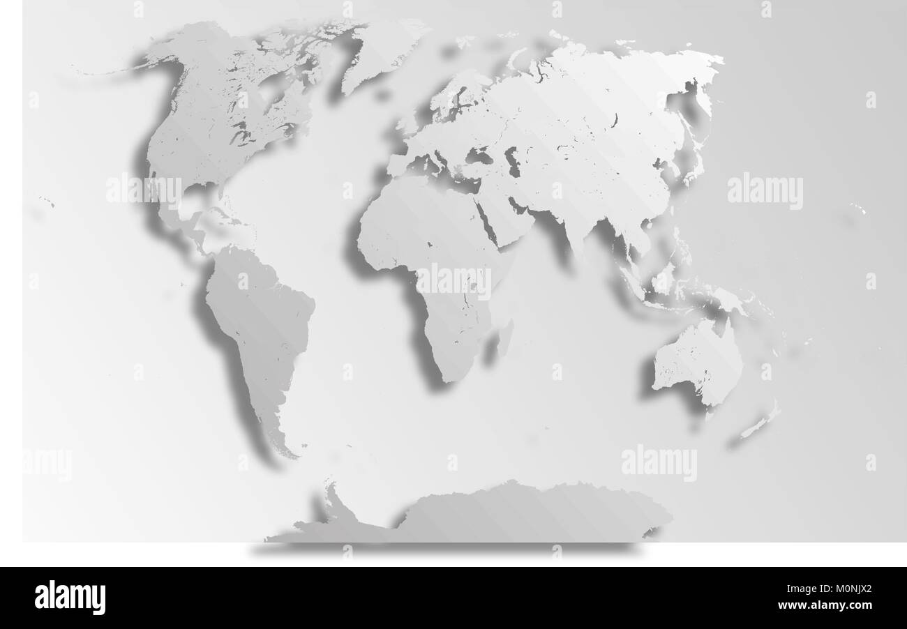 Molto dettagliata mappa politica del mondo con taglio della carta effetto. Mappa è costituito da oggetti separati - paesi. Ogni paese può essere trattata separatamente Illustrazione Vettoriale