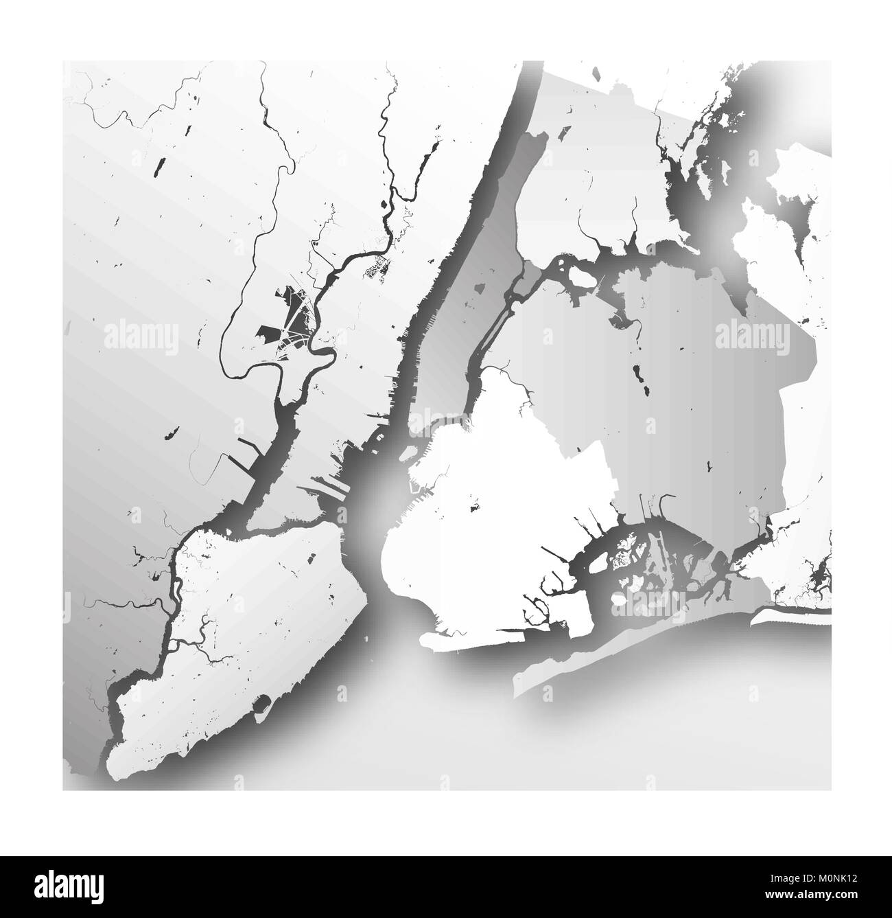 Mappa ad alta risoluzione della città di New York con New York quartieri. Illustrazione Vettoriale
