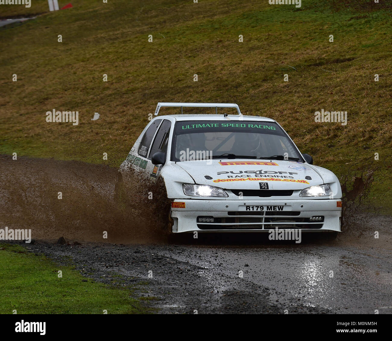 Chris West, Keith Hounslow, Peugeot 306 Maxi, MGJ Rally stadi, Chelmsford Motor Club, Brands Hatch, Sabato, 20 gennaio 2018, MSV, Circuito Rally Foto Stock