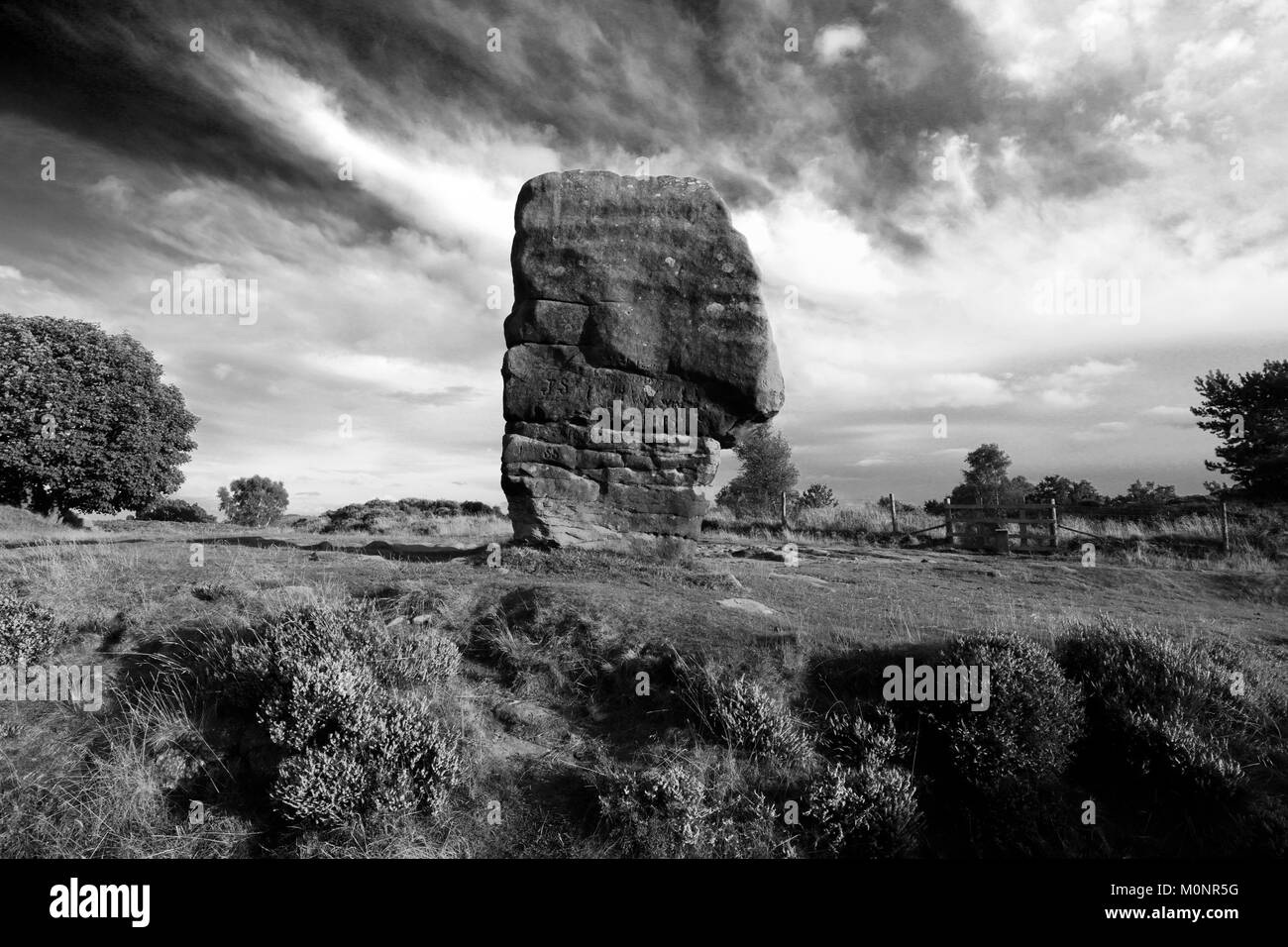 La pietra di sughero, Stanton Moor, Parco Nazionale di Peak District, Derbyshire, England, Regno Unito Foto Stock