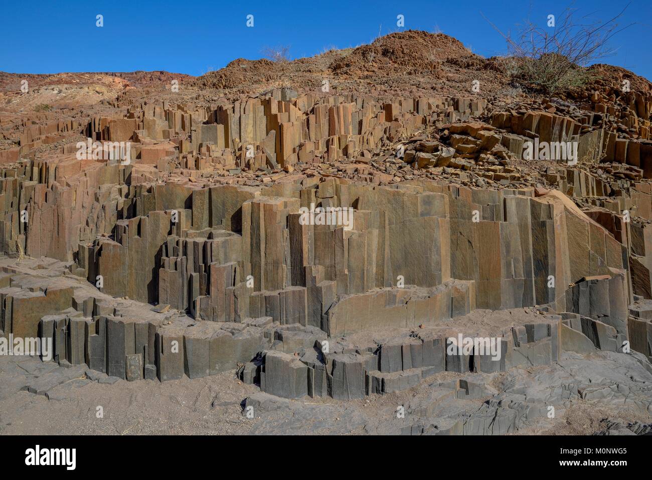 Colonne di basalto,organo a canne in basalto,nei pressi di Twyfelfontein,regione Kunene,Namibia Foto Stock