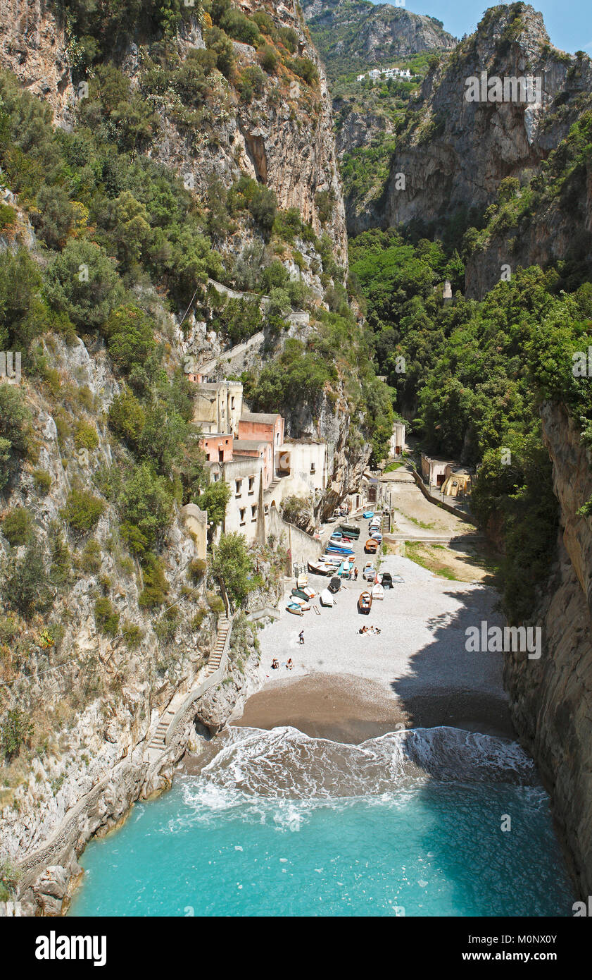 Fjordo di Furore, Conca dei Marini,Costiera Amalfitana Campania,Italia Foto Stock