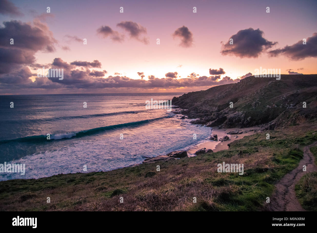 Porthchapel Tramonto Foto Stock