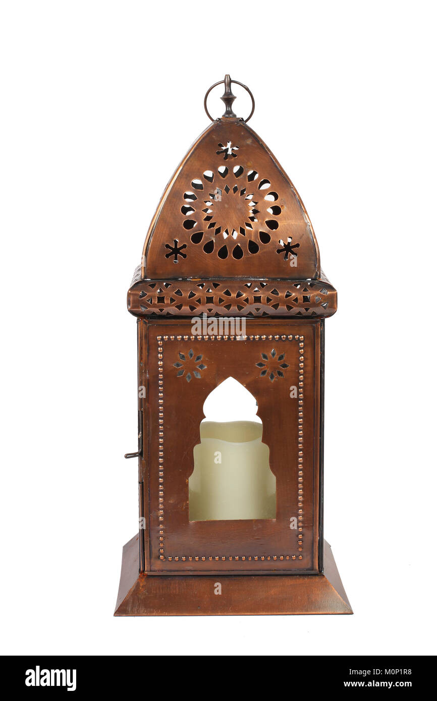 Lanterna marocchina su sfondo semplice Foto Stock
