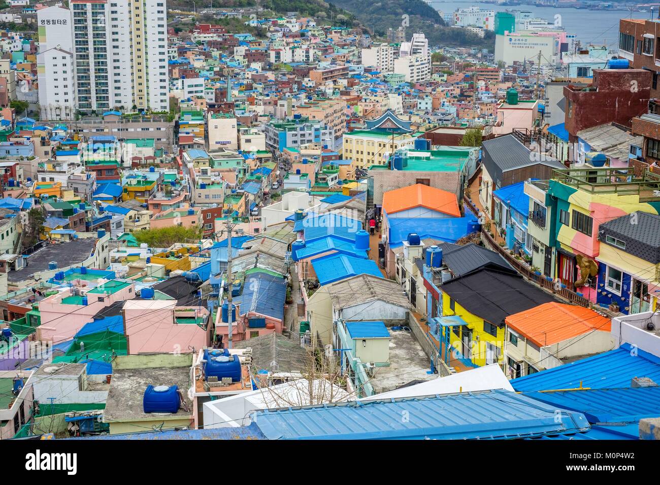 Corea del sud, sud Gyeongsang provincia,Busan,Saha-gu district,Gamcheon villaggio culturale,ex riabilitato baraccopoli Foto Stock