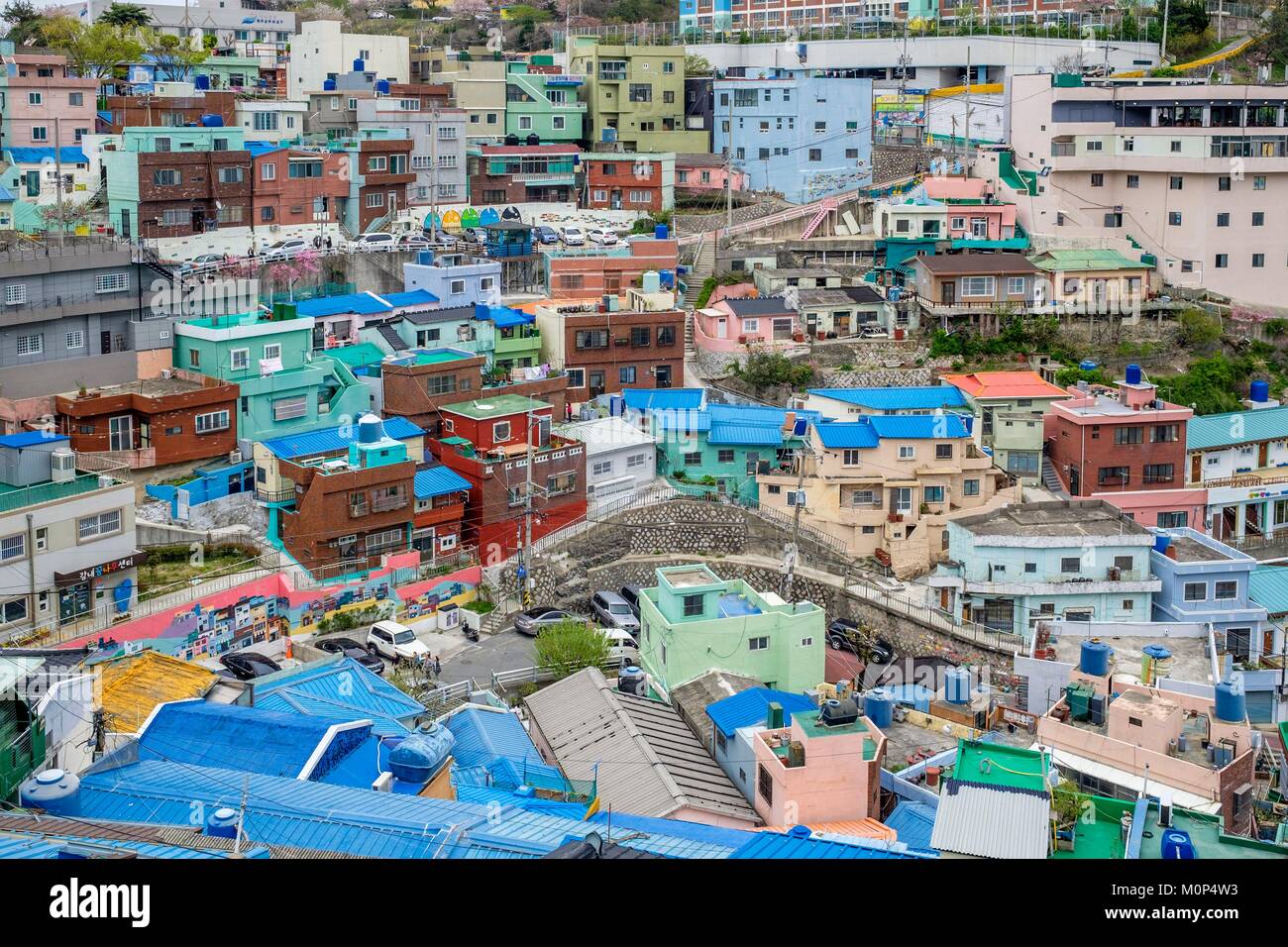 Corea del sud, sud Gyeongsang provincia,Busan,Saha-gu district,Gamcheon villaggio culturale,ex riabilitato baraccopoli Foto Stock