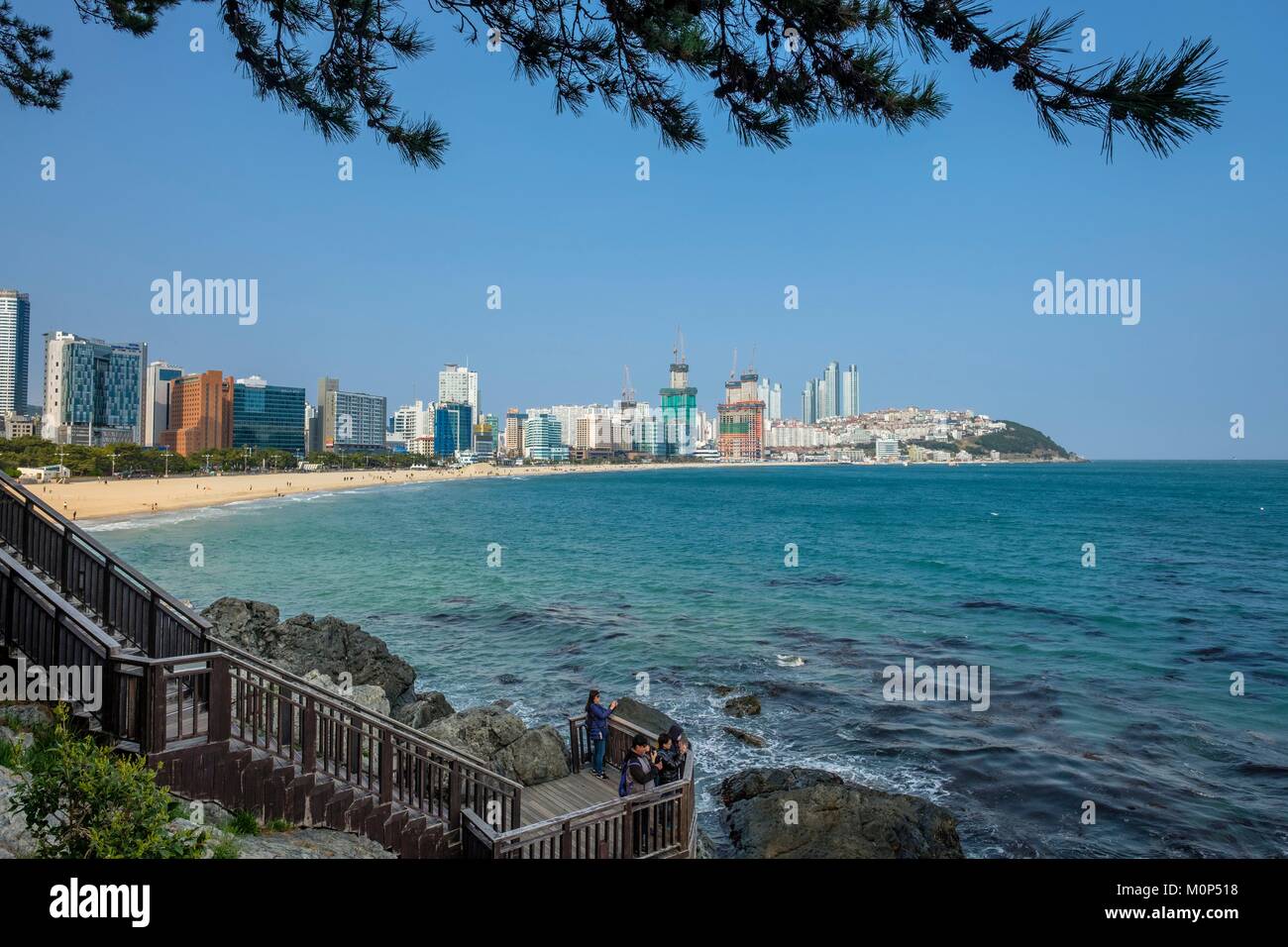 Corea del sud, sud Gyeongsang provincia,Busan,quartiere Haeundae,spiaggia Haeundae Foto Stock