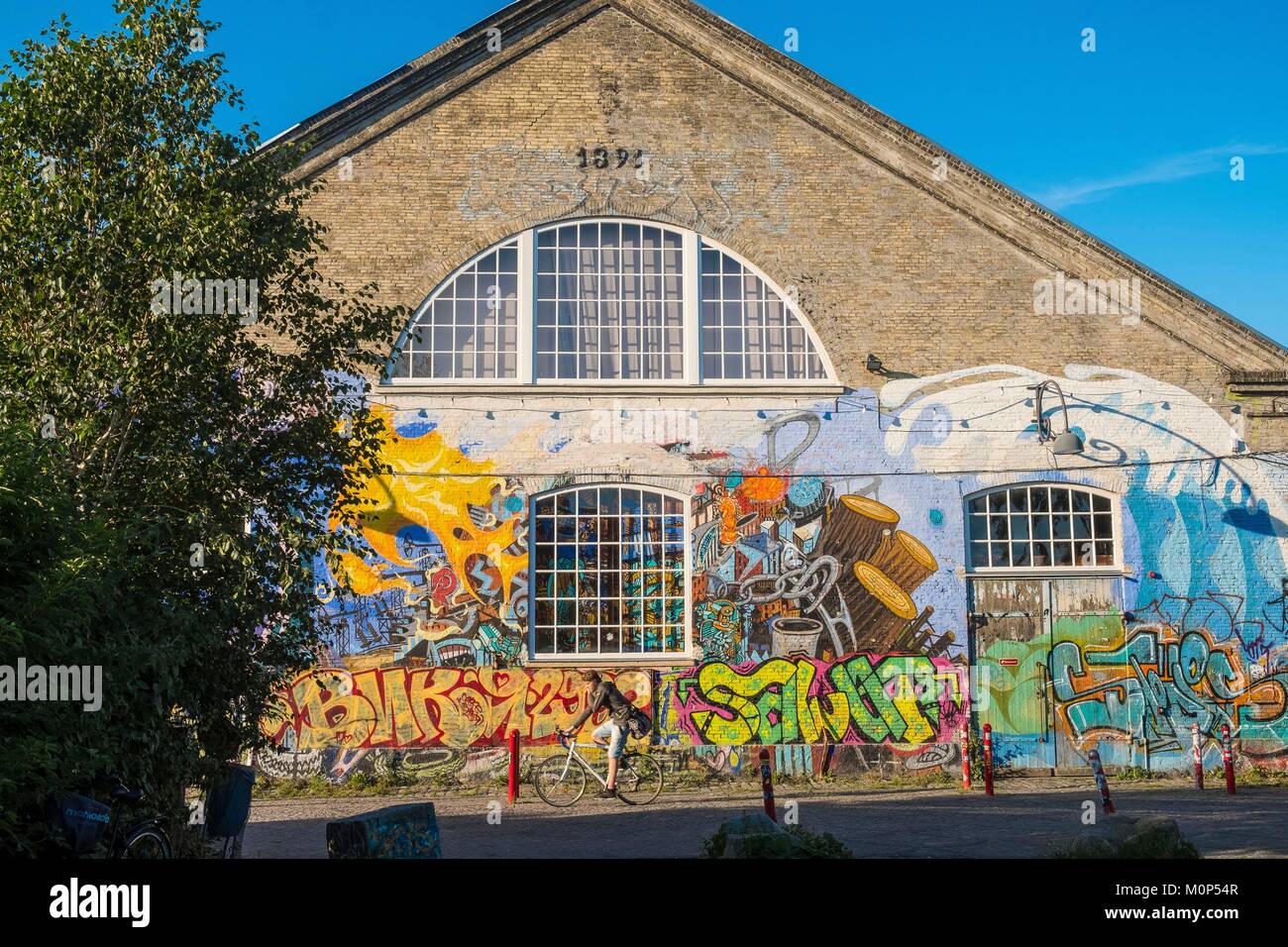 La Danimarca,Zelanda,Copenhagen,Christianshavn,Christiania,autogestito comunità intenzionale fondata nel 1971 sul sito della caserma Bådsmandsstraede,street art Foto Stock