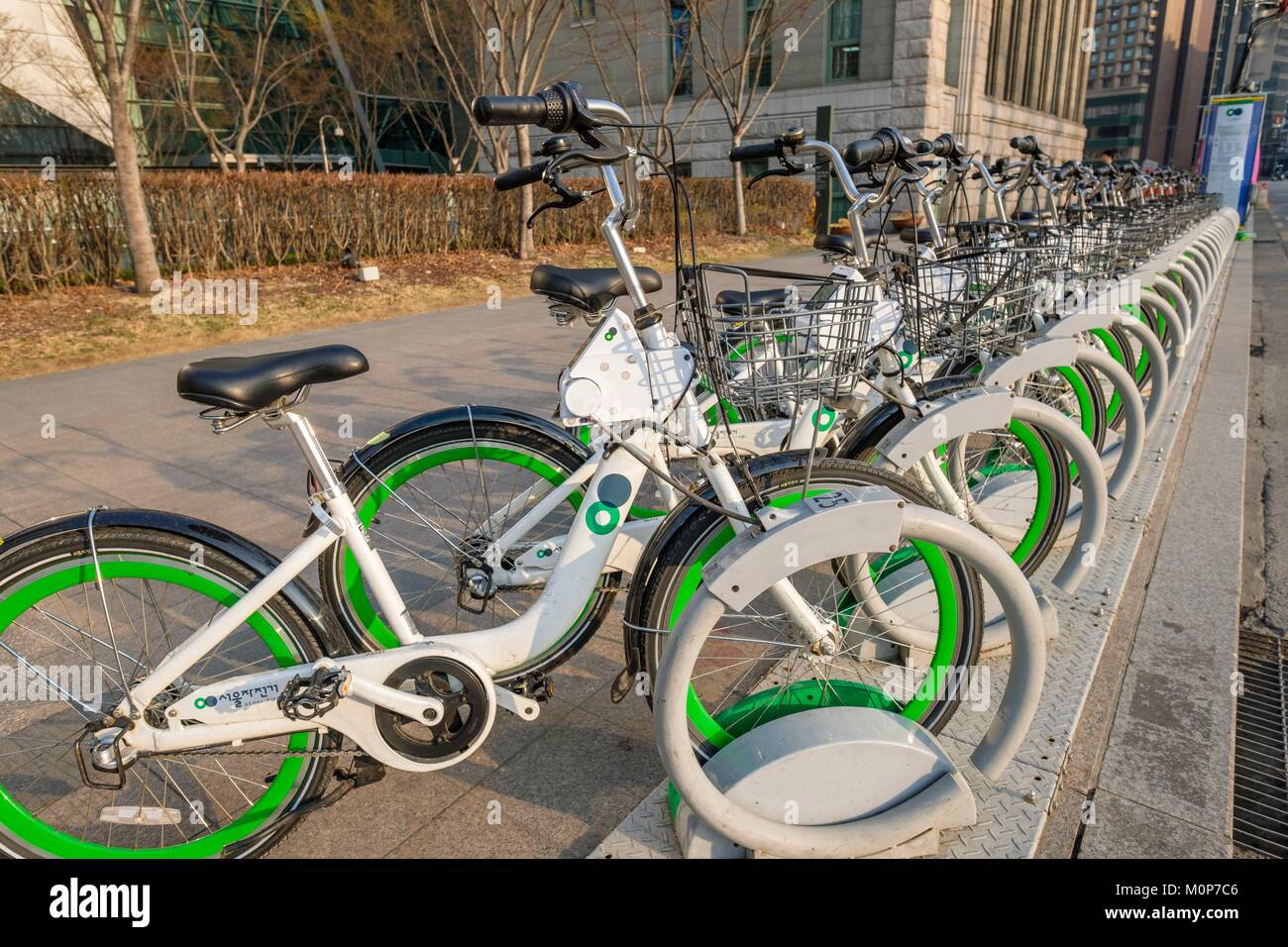 Corea del Sud,Seoul,Jongno-gu district,Seoul bike bike per affitto Foto Stock