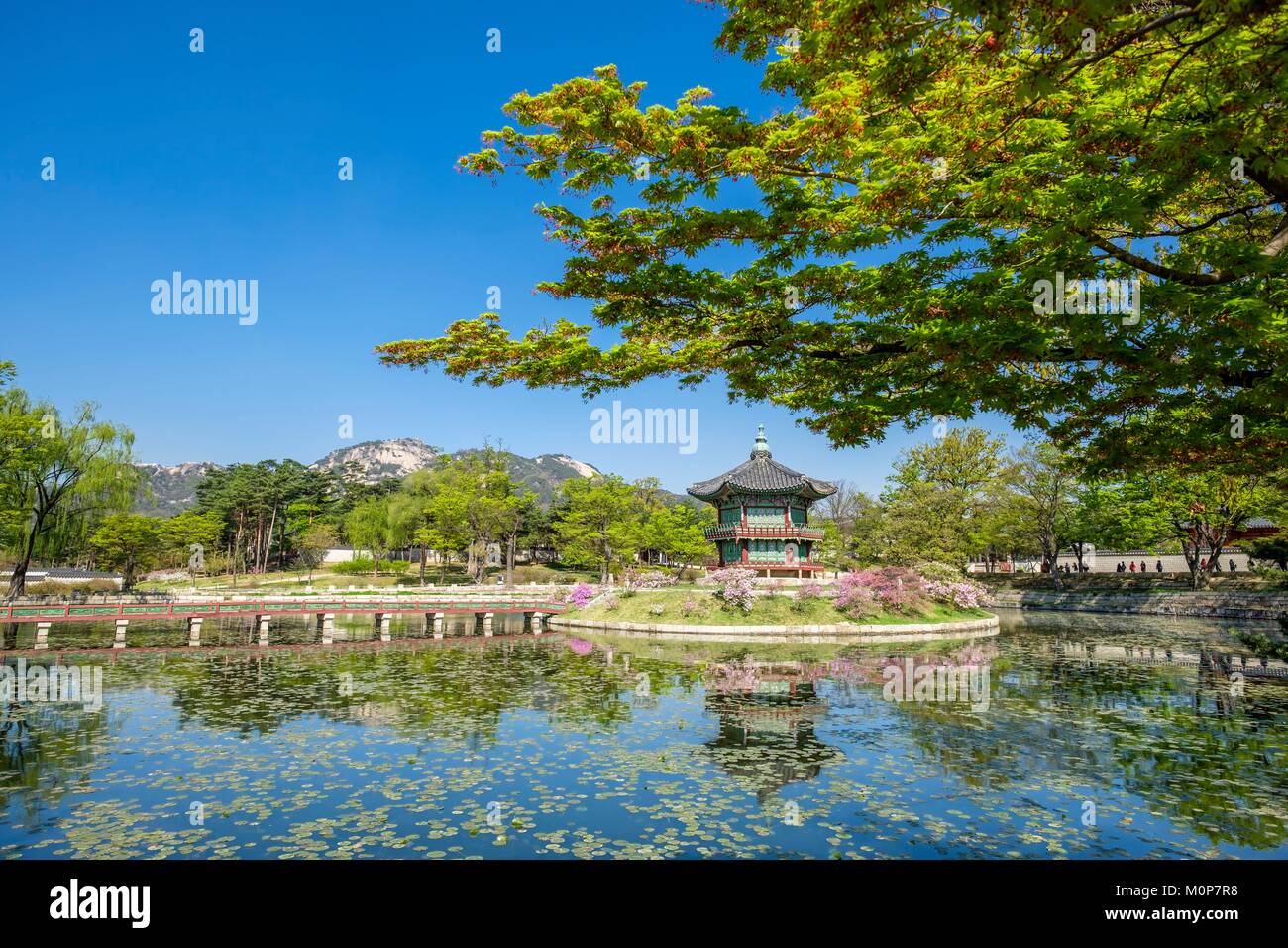 Corea del Sud,Seoul,Jongno-gu district,Gyeongbokgung Palace o il Palazzo Gyeongbok,Hyangwonjeong pavillon Foto Stock
