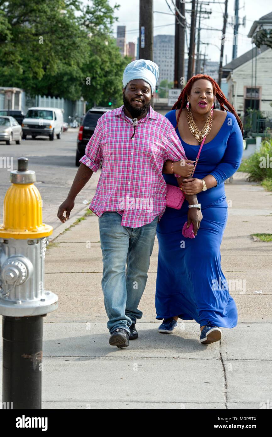 Stati Uniti,Louisiana,New Orleans,un block party organizzati da Mardi Gras Krewe Zulu Foto Stock